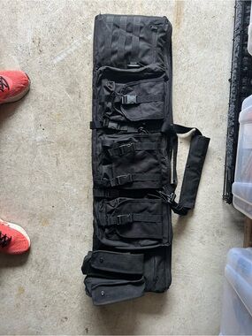 Men's Black Tactical Duffel Bag with Multiple Front Pockets